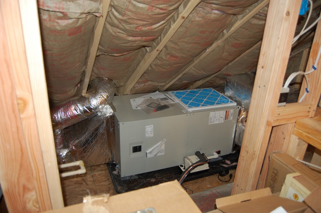 Heat Pump - it's all electric, but with the ridiculus insulation in this building, I'm not worried about it...