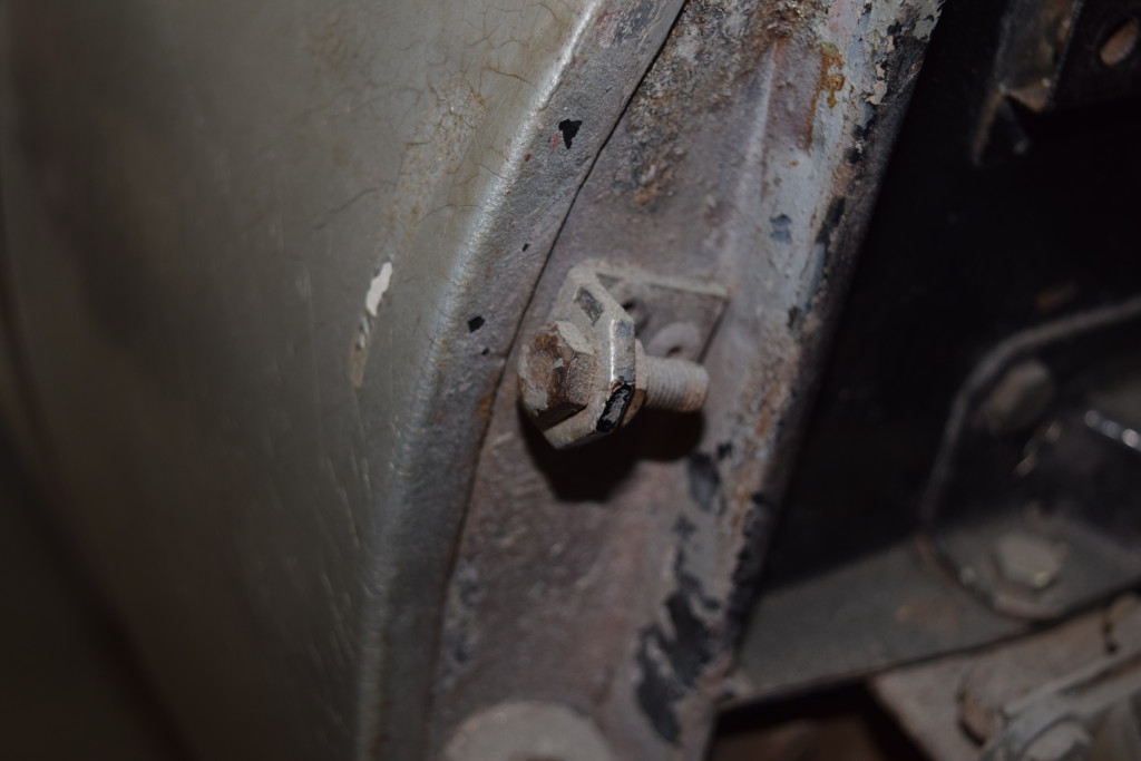 The car is so close to the outside bonnet latch cars - less than 75 cars later - that it stall carries the mounting holes for them on the sills, AND still has these bonnet bumpers on the outer edges of the forward bulkhead. Early details like this are EVERYWHERE on this E-Type!