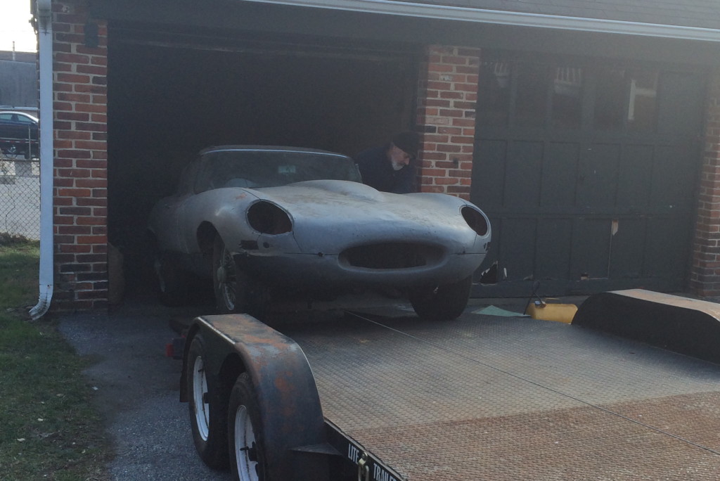 Here she is coming out of a 30-year hibernation in this garage - approx. 6 months ago. Note that the bonnet mouth looks smaller than usual - that is CORRECT for a car this early with an original welded-louver bonnet - which has a mouth slightly smaller from top to bottom than the typical Series 1 bonnet. This is a little-known feature of the very early cars, that is basically IMPOSSIBLE to duplicate!